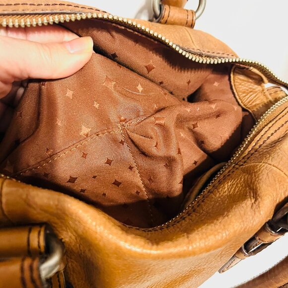 Fossil Vintage Camel/Brown Tote/Satchel Purse Bag-Soft Glove Leather-Roomy-Zip - Picture 15 of 15